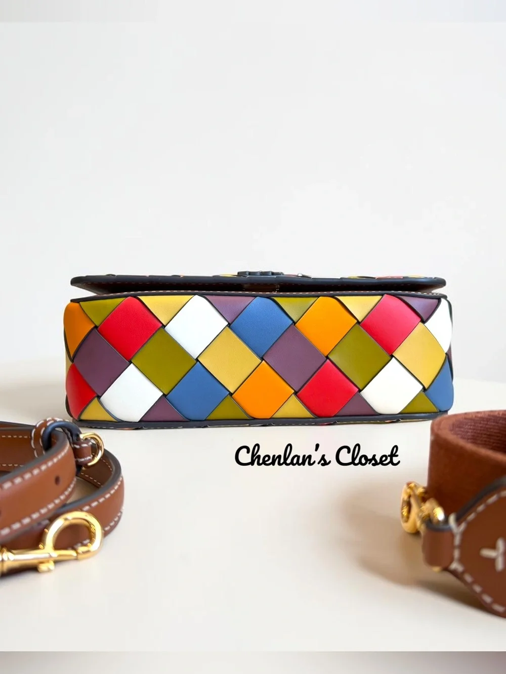 NWT Tory Burch Thea Multicolor Woven Flap Crossbody